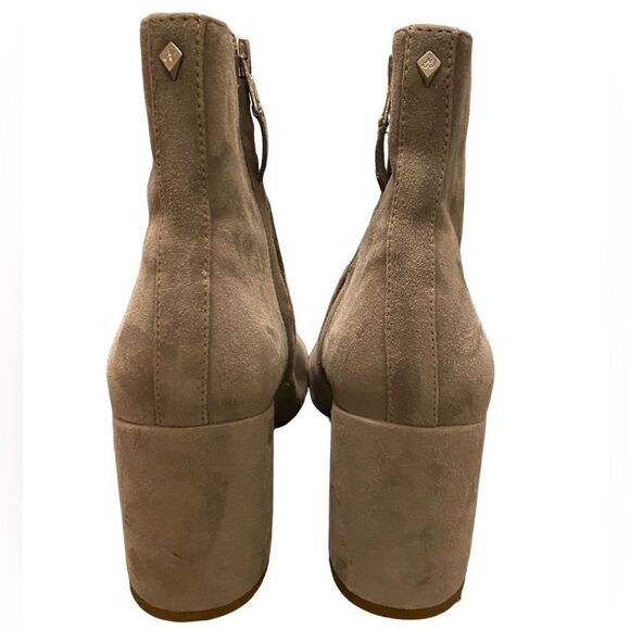 Sam Edelman Sz 8 Gray Taye Side Zipper Almond Toe Suede Block Ankle Boots - Picture 4 of 8